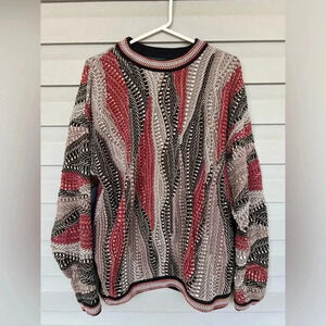 Vintage 90s Tundra Coogi Style Cable Knit Sweater Sz L